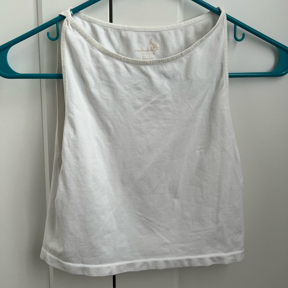 Free People Intimately Boatneck Brami Stretchy Crop Top Tank in White size XS/S